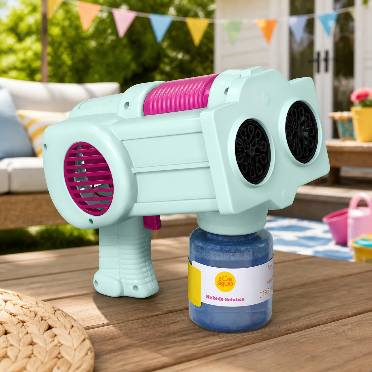Party Games Easy Kids - Giocattolo Sparabolle Doppio con Impugnatura Facile
